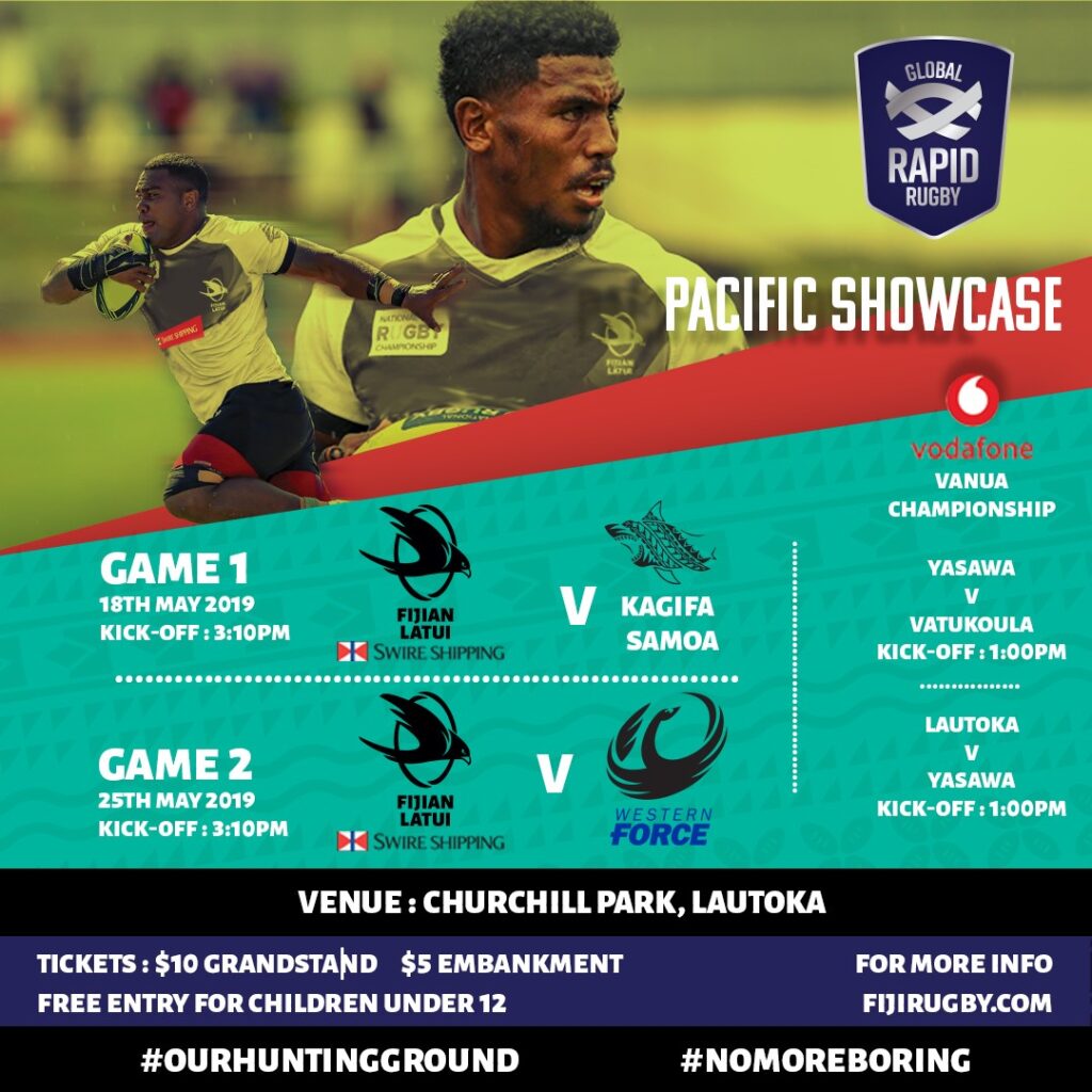 Swire Shipping Fijian Latui playing 2 home games in Global Rapid Rugby Pacific Showcase Series.