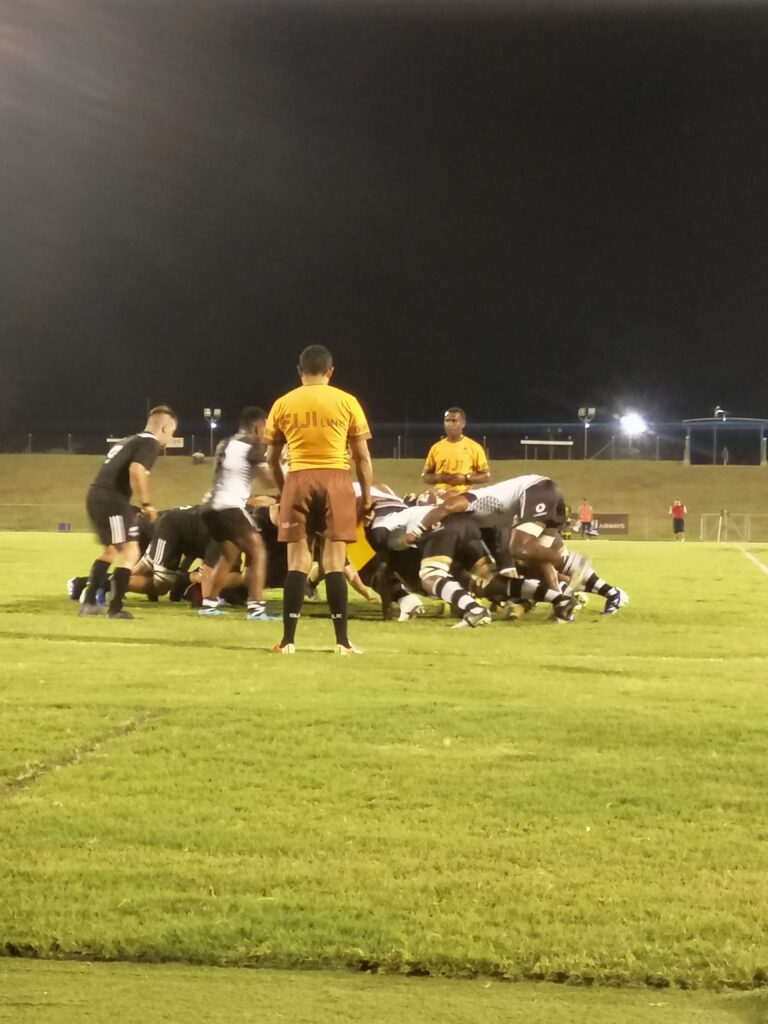 Close score line between New Zealand Heartland and Vodafone Vanua on first game.