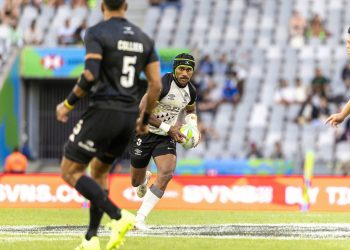 CAPE TOWN, ZAF - December 6: New Zealand versus Fiji in a men's Pool A match at the 2025 HSBC SVNS Cape Town at DHL Stadium on December 6, 2025 in Cape Town, South Africa. (Photo by Zach Franzen / World Rugby)