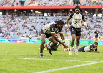 CAPE TOWN, ZAF - December 6: New Zealand versus Fiji in a men's Pool A match at the 2025 HSBC SVNS Cape Town at DHL Stadium on December 6, 2025 in Cape Town, South Africa. (Photo by Zach Franzen / World Rugby)