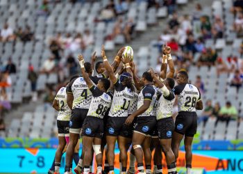 CAPE TOWN, ZAF - December 6: New Zealand versus Fiji in a men's Pool A match at the 2025 HSBC SVNS Cape Town at DHL Stadium on December 6, 2025 in Cape Town, South Africa. (Photo by Zach Franzen / World Rugby)